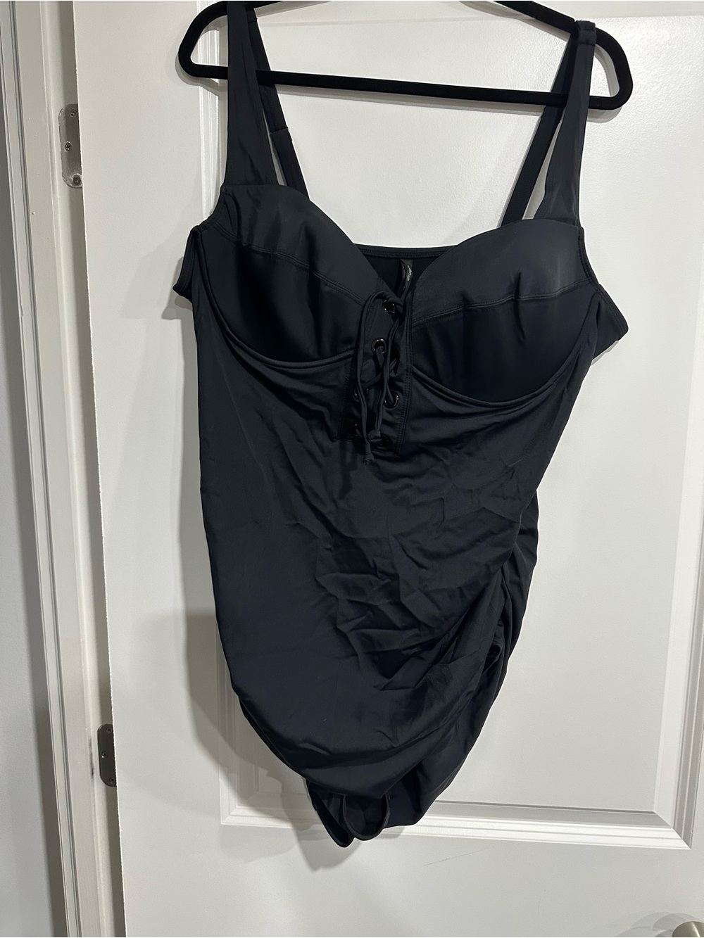 torrid Black Lace-Up One-Piece Swimsuit with Adjustable Straps
